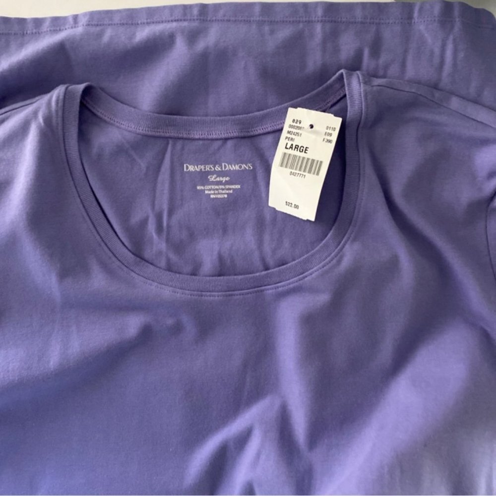 Draper's & Damon's Purple Short Sleeve Shirt Women's Size Large NEW NWT - Picture 7 of 8
